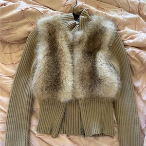 Strike A Pose faux fur and knit zip up jacket